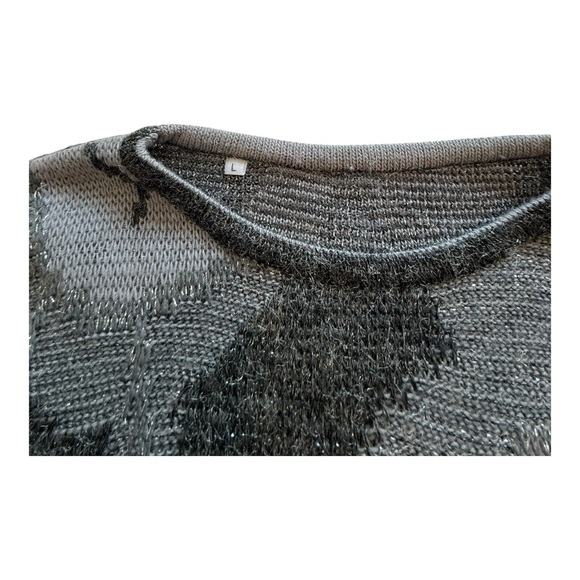 Vintage Leaf Abstract Pattern Wool Blend Sweater - Size Large - Picture 4 of 9